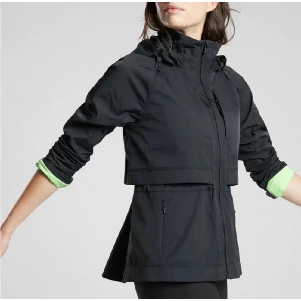 Athleta Open Road Shell Rain Jacket Black Women's Size M